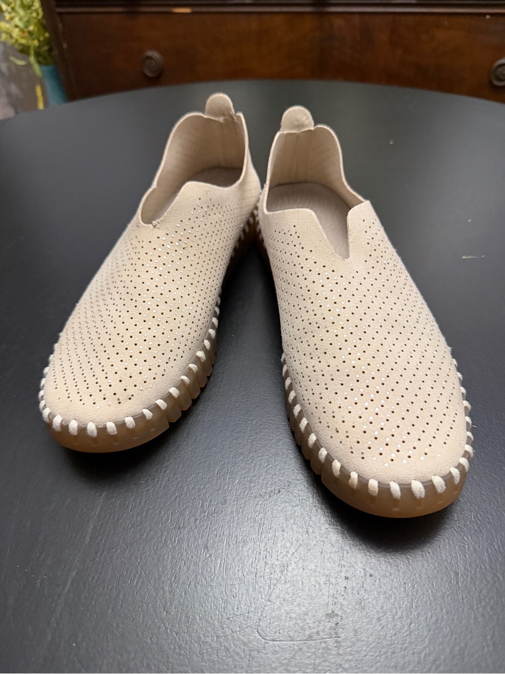 Ilse Jacobsen Beige Perforated Slip-On Loafers Sz 40 (9)